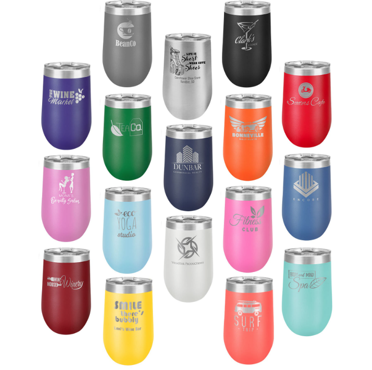 12oz, 16oz Wine Glass - Polar Camel Powder Coated