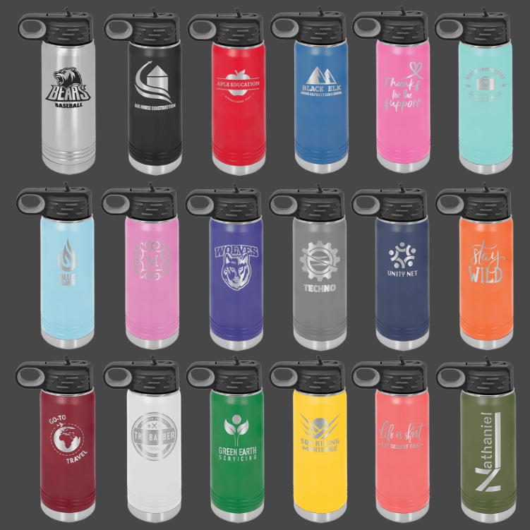 12oz, 20oz,32oz, 40oz Water Bottle - Polar Camel Powder Coated